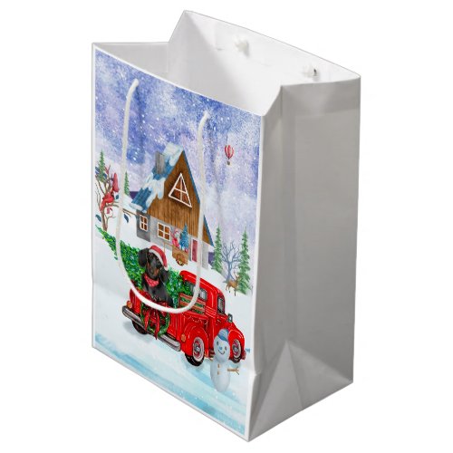 Dachshund Dog In Christmas Delivery Truck Snow Medium Gift Bag