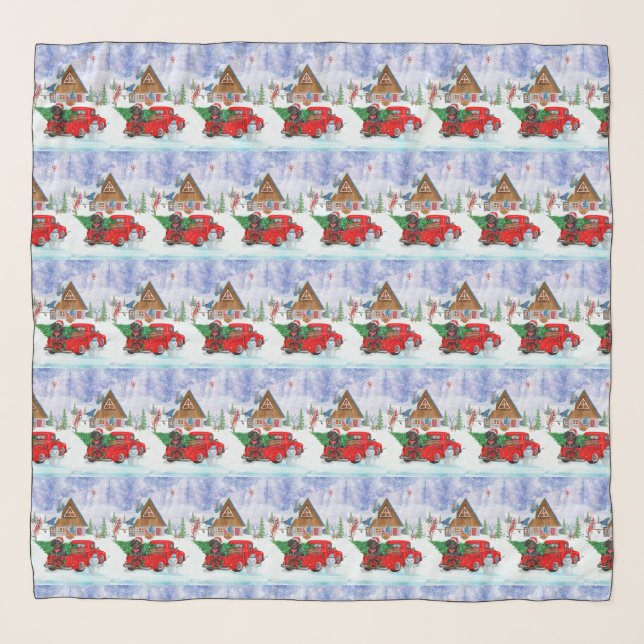 Dachshund Dog In Christmas Delivery Truck Snow Scarf (Front)