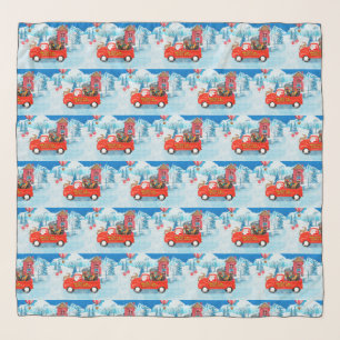 Dachshund Dog in Christmas Delivery Truck Snow  Scarf