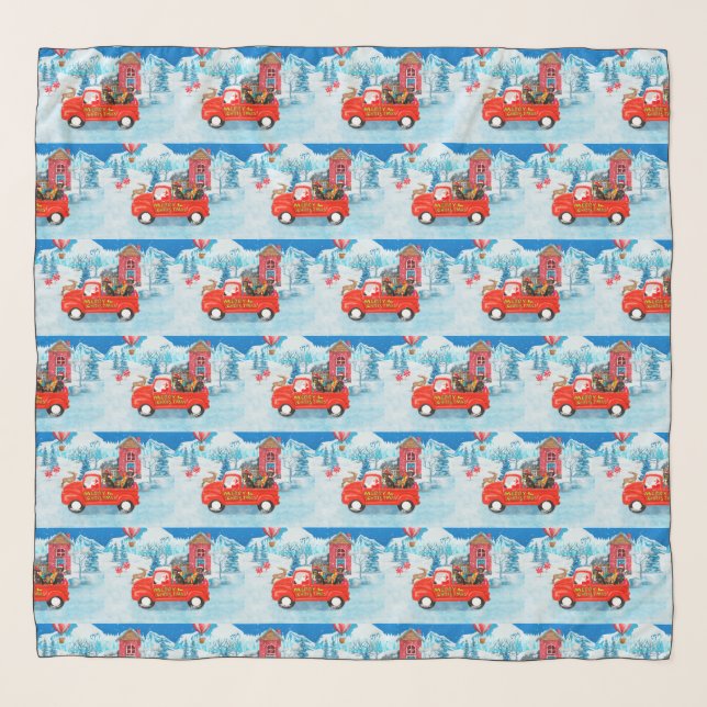 Dachshund Dog in Christmas Delivery Truck Snow  Scarf (Front)