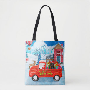 Dachshund Dog in Christmas Delivery Truck Snow Tote Bag