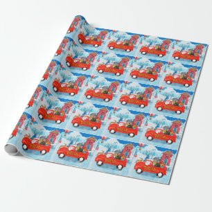 Dachshund Dog in Christmas Delivery Truck Snow Wrapping Paper
