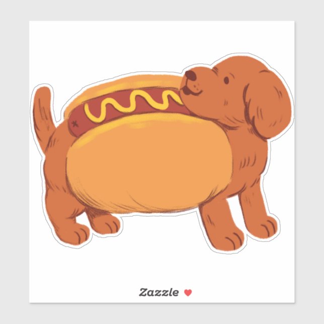 Dachshund Dog in hot dog costume Custom-Cut Vinyl  Sticker (Sheet)