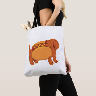 Dachshund Dog in hot dog costume Tote Bag