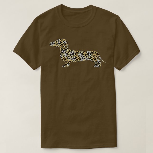 Dachshund Dog In Leopard Pattern T-Shirt (Design Front)