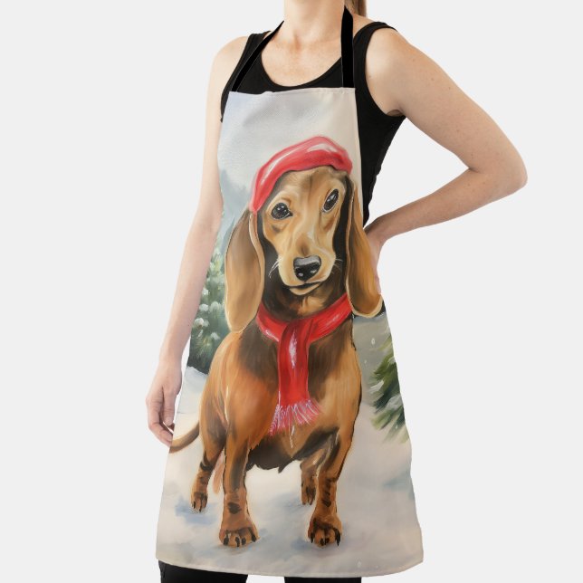 Dachshund Dog in Snow Christmas  Apron (Insitu)
