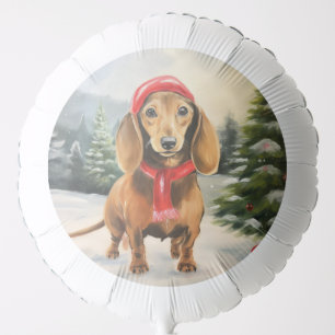 Dachshund Dog in Snow Christmas Balloon