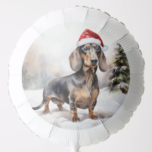 Dachshund Dog in Snow Christmas Balloon