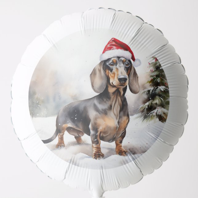 Dachshund Dog in Snow Christmas Balloon (Front)