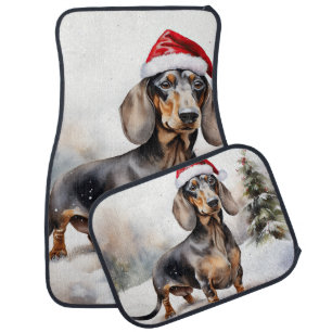 Dachshund Dog in Snow Christmas Car Floor Mat