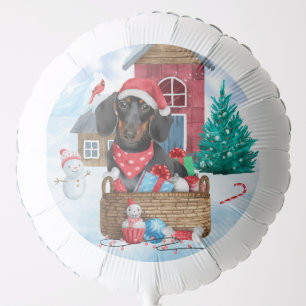 Dachshund Dog In snow Christmas Dog House Balloon