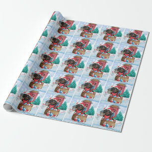 Dachshund Dog In snow Christmas Dog House Wrapping Paper