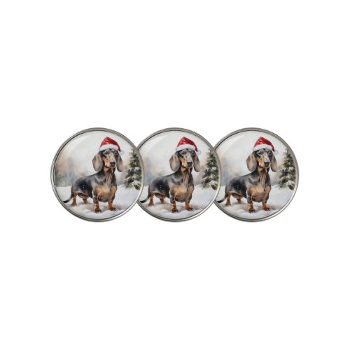 Dachshund Dog in Snow Christmas Golf Ball Marker