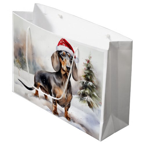 Dachshund Dog in Snow Christmas Large Gift Bag