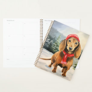 Dachshund Dog in Snow Christmas Planner