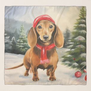 Dachshund Dog in Snow Christmas  Scarf