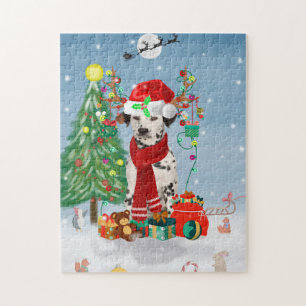Dachshund Dog in Snow with Christmas Gifts Jigsaw Puzzle