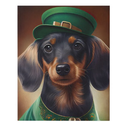 Dachshund Dog in St Patricks Day Dress Faux Canvas Print