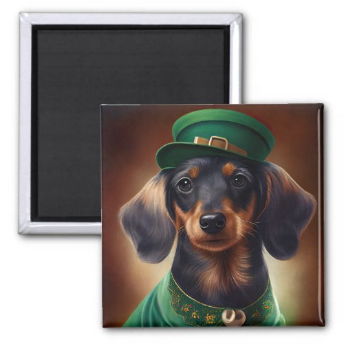 Dachshund Dog in St Patricks Day Dress Magnet