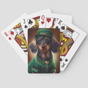 Dachshund Dog in St. Patrick's Day Dress Poker Cards