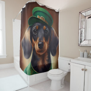 Dachshund Dog in St. Patrick's Day Dress Shower Curtain