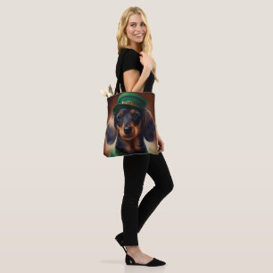 Dachshund Dog in St. Patrick's Day Dress Tote Bag