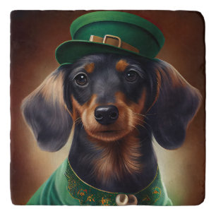 Dachshund Dog in St. Patrick's Day Dress Trivet