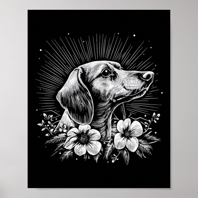 Dachshund Dog Lover Retro Style Tattoo  Poster (Front)