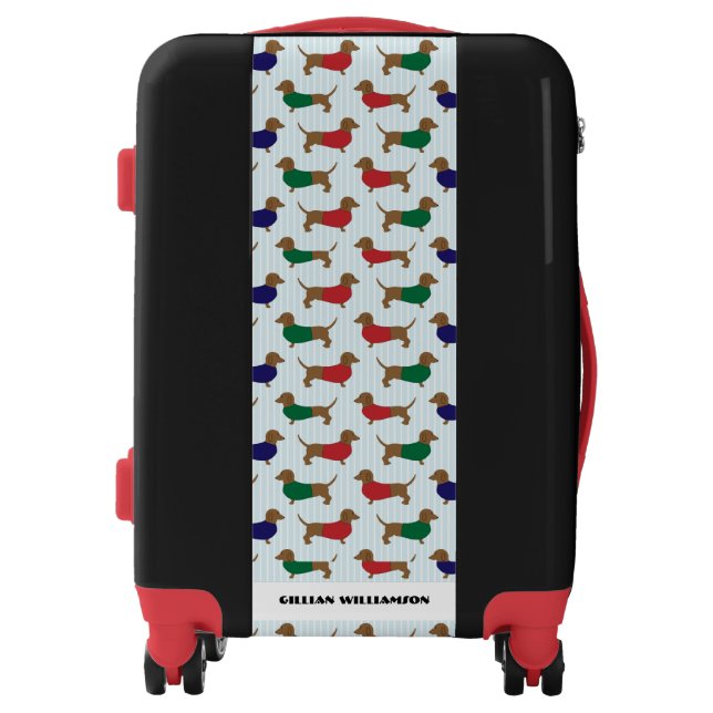 Dachshund Dog Lover Whimsical Personalized Luggage (Front)