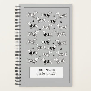 Dachshund Dog lovers Black & White 2024 Planner