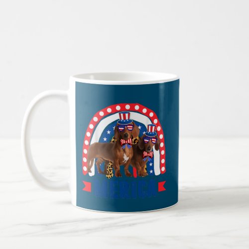 Dachshund Dog Lovers Rainbow Leopard Merica Flag Coffee Mug