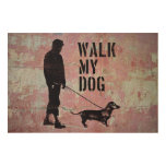 Dachshund Dog - Man and a Dog Walking  Wood Wall Art