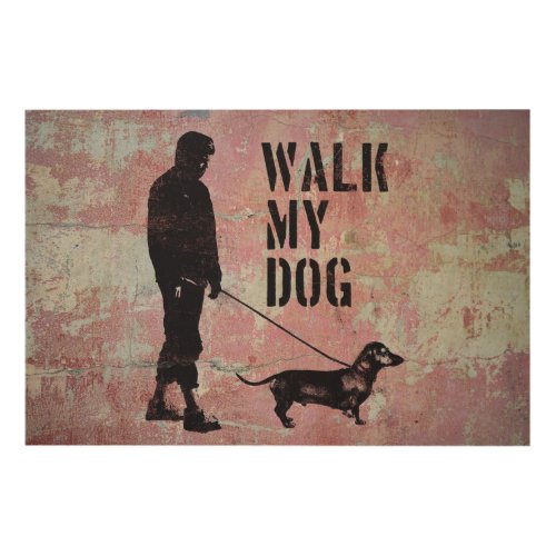 Dachshund Dog _ Man and a Dog Walking  Wood Wall Art