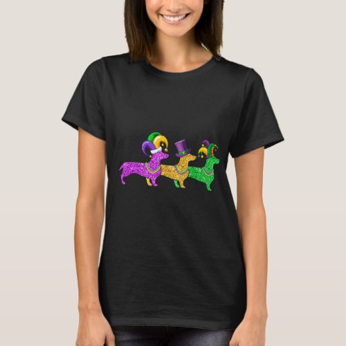 Dachshund Dog Mardi Gras Festival Party Outfits T_Shirt