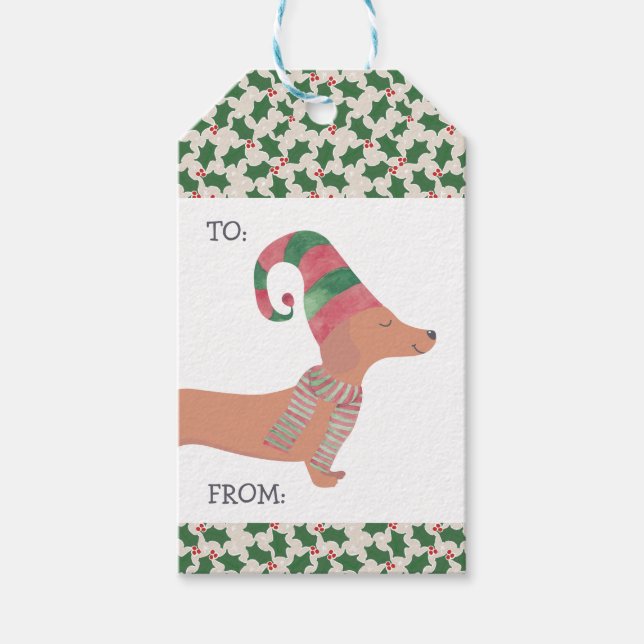 Dachshund Dog Merry Christmas  Gift Tags (Front)
