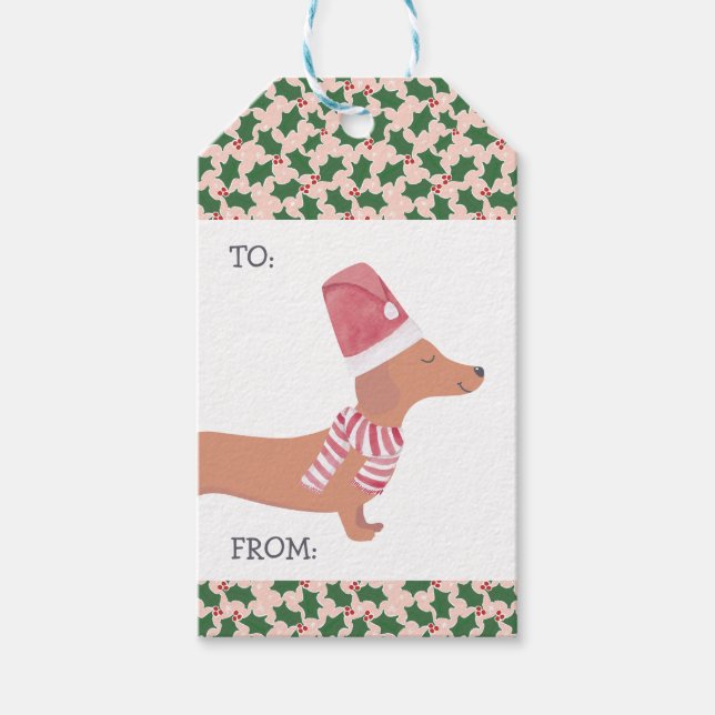 Dachshund Dog Merry Christmas  Gift Tags (Front)