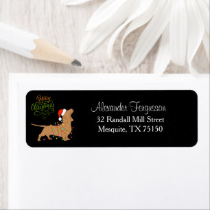 Dachshund Dog Merry Christmas Label