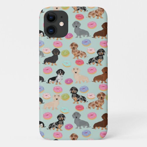 Dachshund dog mint donuts iPhone 11 case