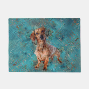 Dachshund dog Mixed Media Art Doormat