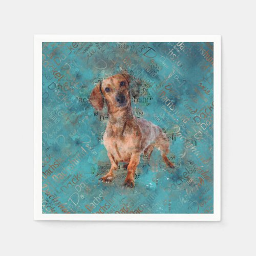 Dachshund dog Mixed Media Art Napkins