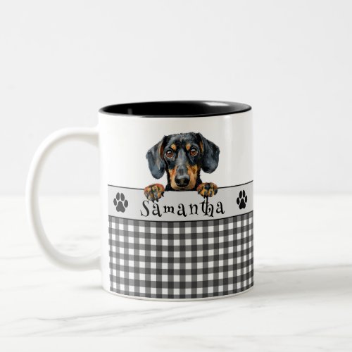 Dachshund Dog Mom Custom Text Two_Tone Coffee Mug