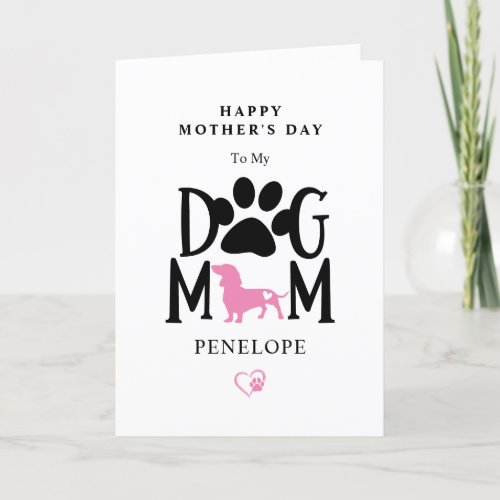 Dachshund Dog Mom Monogram Name Mothers Day Holiday Card