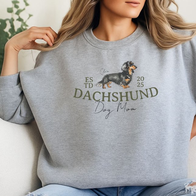 Dachshund Dog Mom Pet Illustration Sweatshirt (Elevate your party apparel with this Custom Pet Portrait Dog Mom Dachshund sweatshirt sweatshirt! )