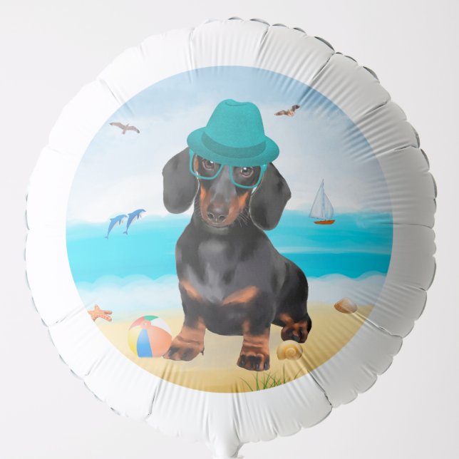 Dachshund Dog on Beach Balloon (Front)