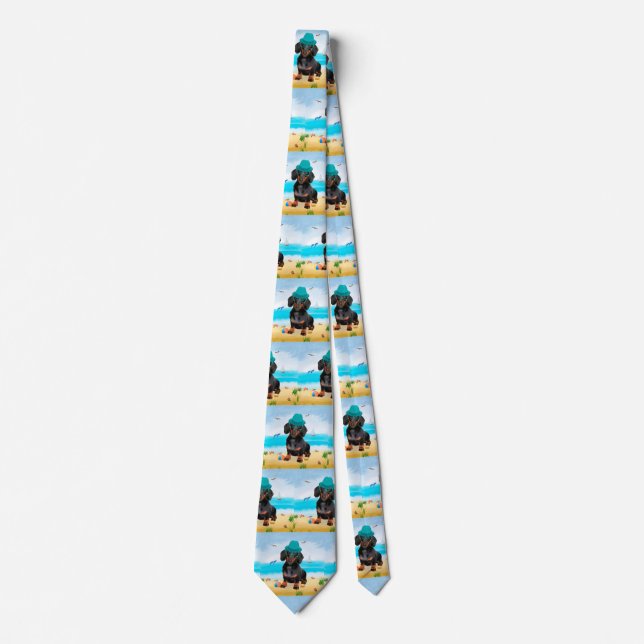 Dachshund Dog on Beach Neck Tie (Front)