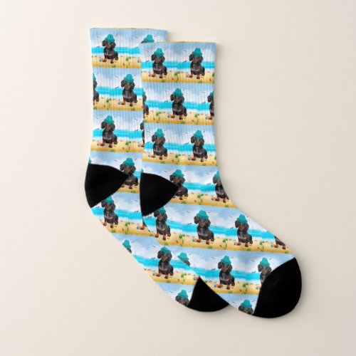 Dachshund Dog on Beach Socks