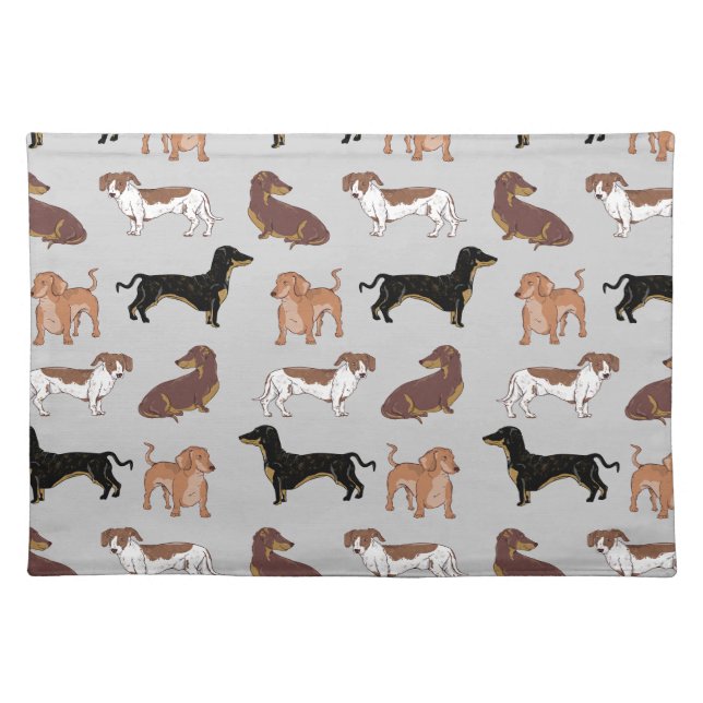 Dachshund dog pattern cloth placemat (Front)