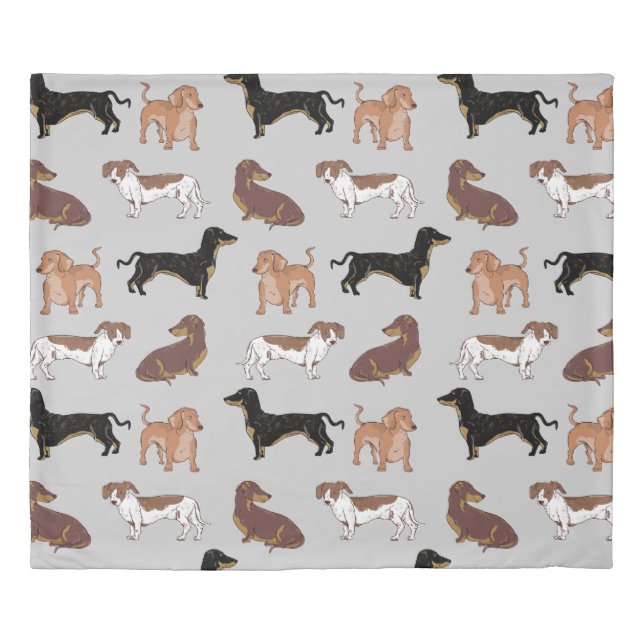 Dachshund dog pattern duvet cover (Front)