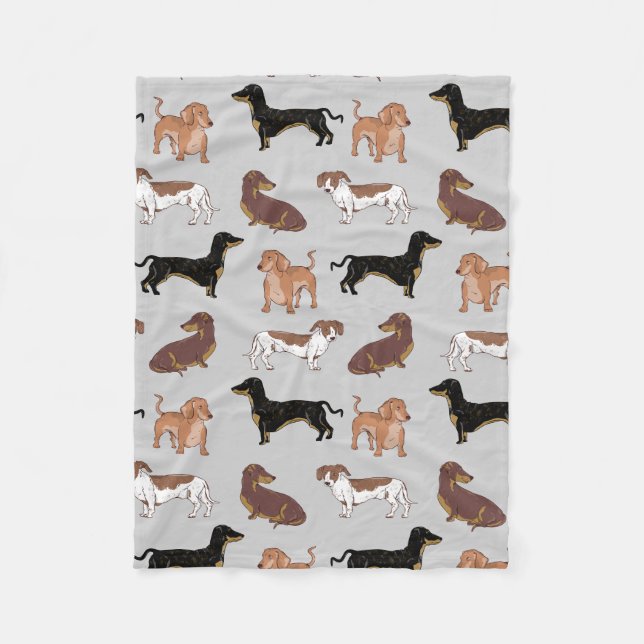 Dachshund dog pattern fleece blanket (Front)