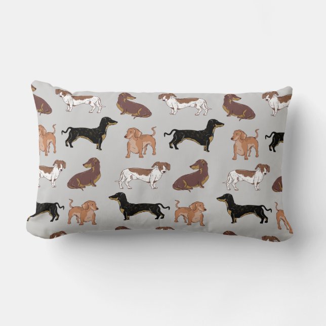 Dachshund dog pattern lumbar pillow (Front)